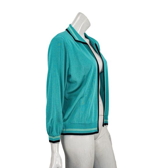 Exclusiveley MISOOK Women's Open Cardigan jacket top in Teal Acrylic P Medium - Picture 3 of 9